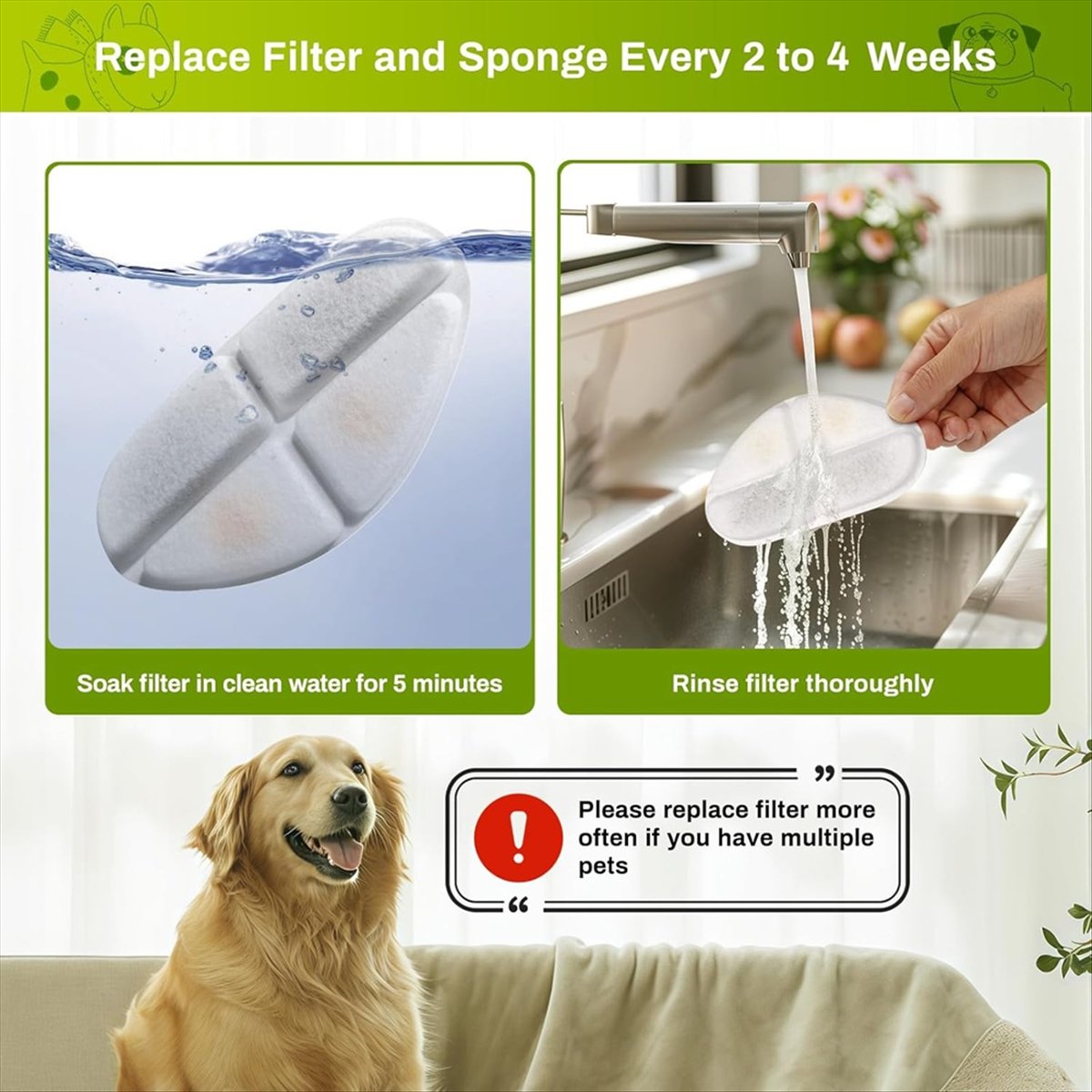Cat Water Fountain Filter - FSLH Filters and Pump Sponges for