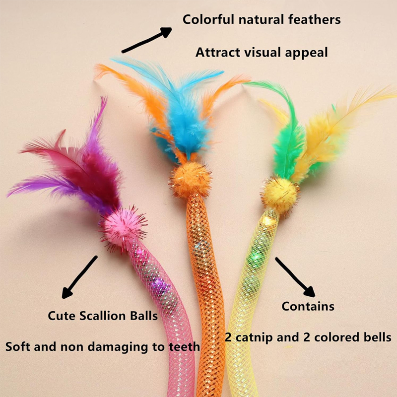 Feather Teasing Cat Stick Elas - Catnip Toys 评论和价格